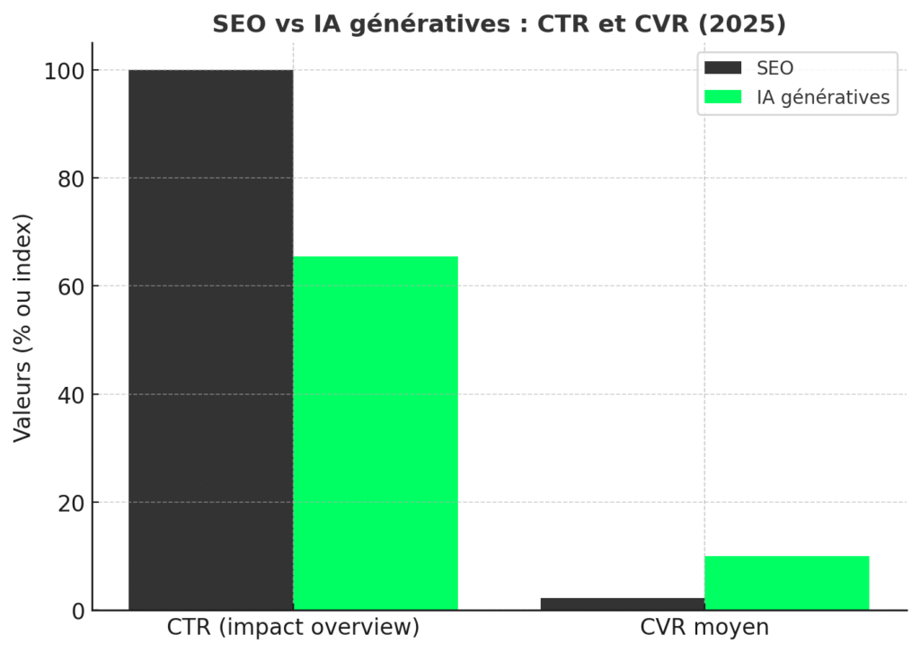 Comparatif CTR et CVR  SEO et IA générative